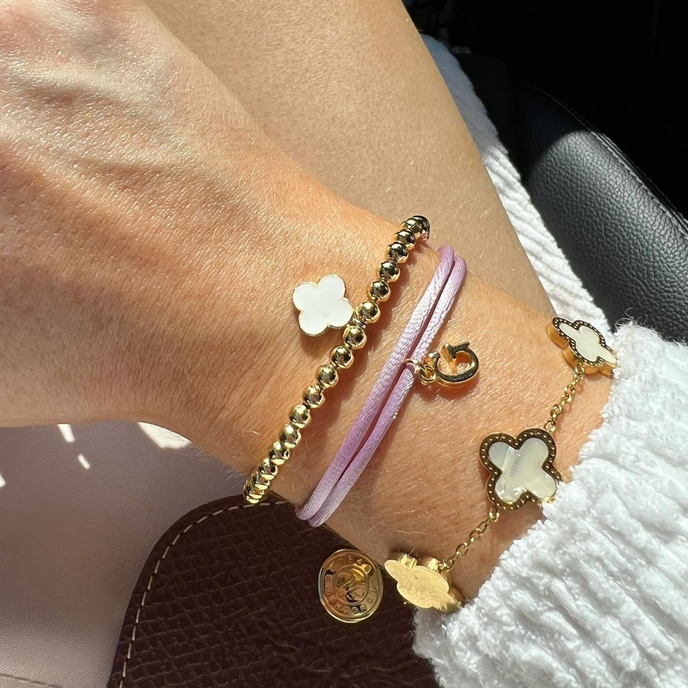 Initial Charm Ribbon Bracelet