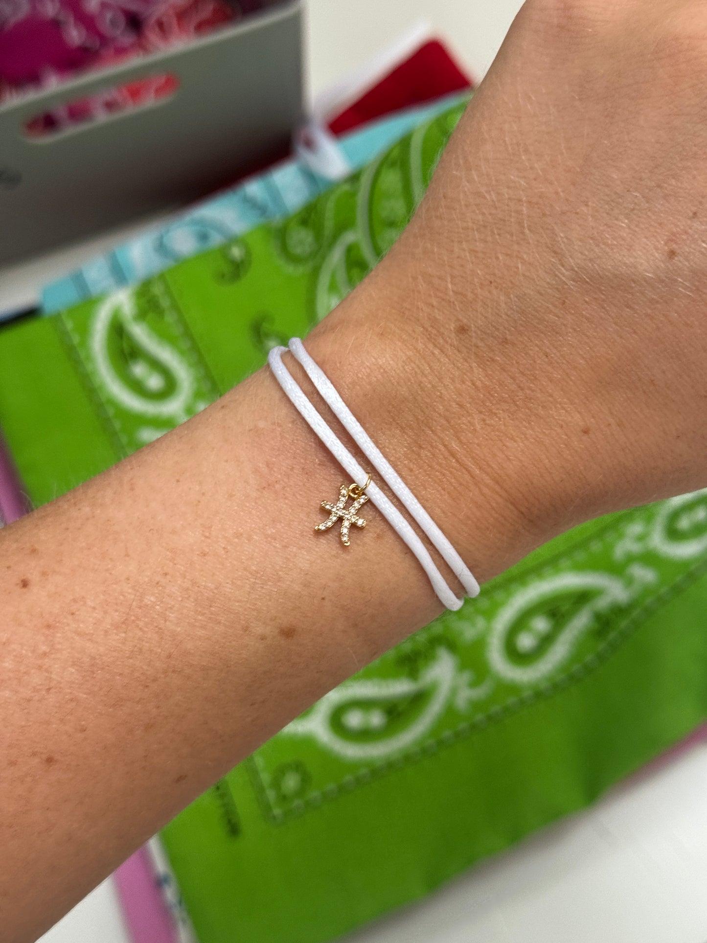 Crystal Starsign Charm Ribbon Bracelet