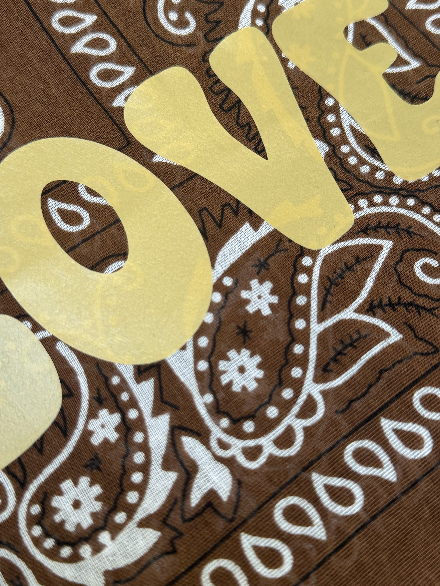 READY TO SHIP BROWN BANDANA WITH GOLD LOVE
