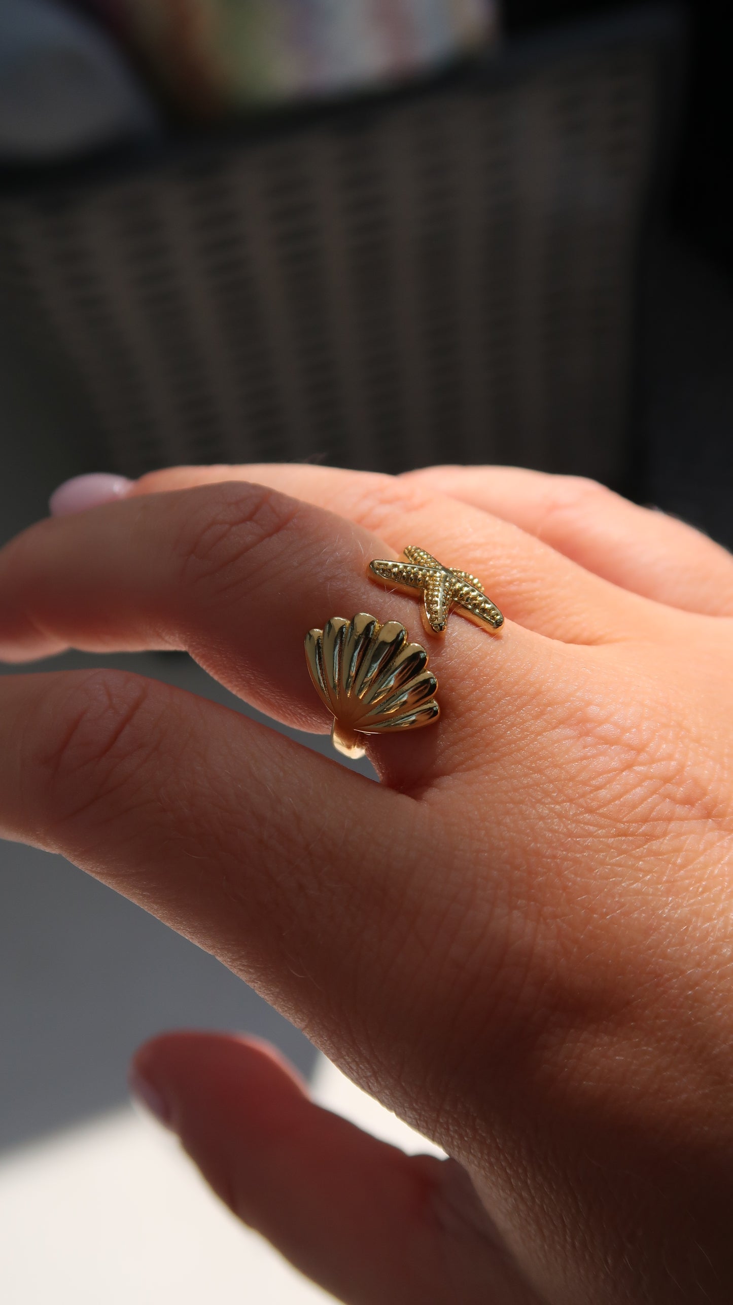 Shell & Starfish Adjustable Ring