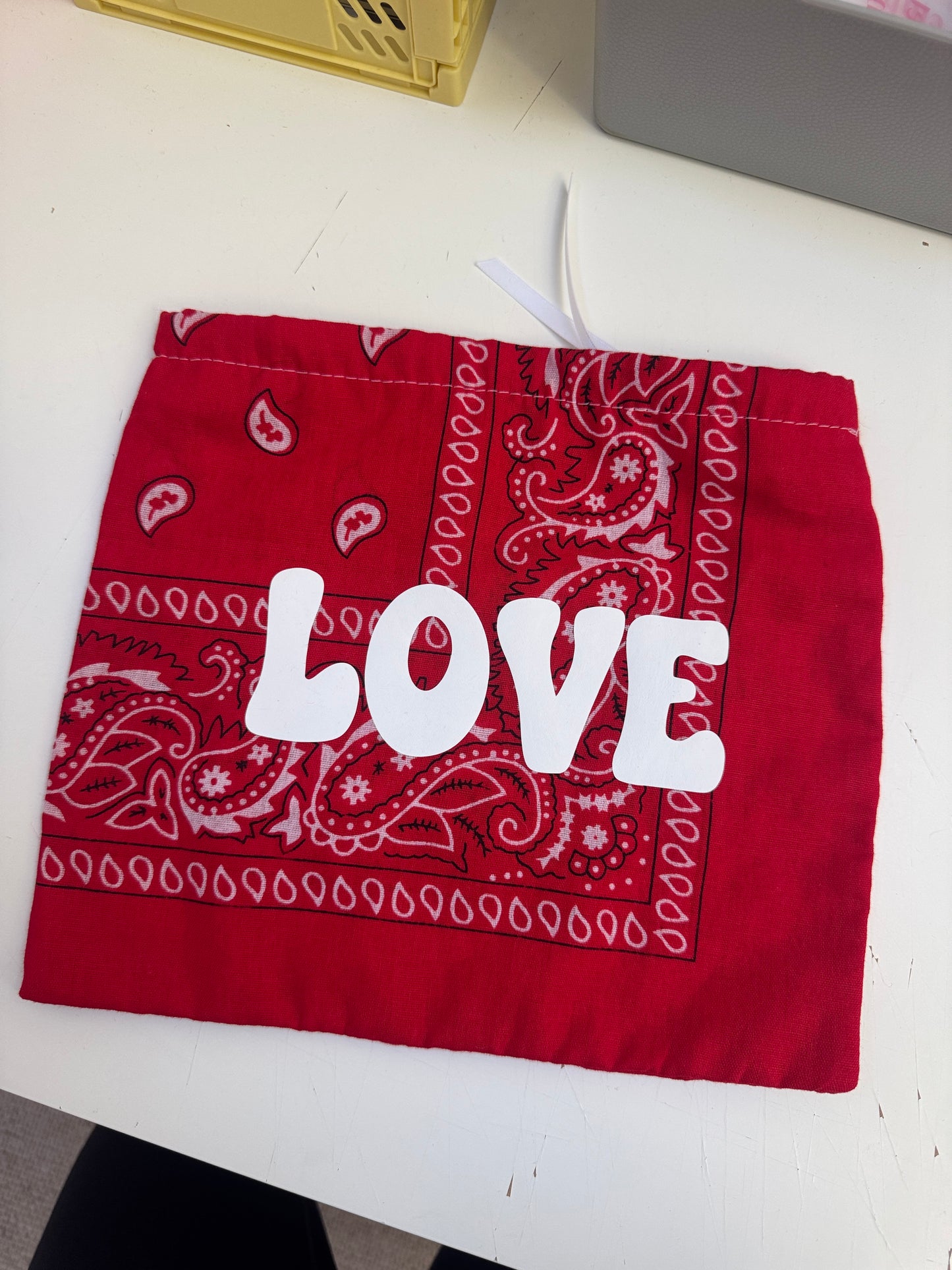 READY TO SHIP RED BANDANA WITH LOVE