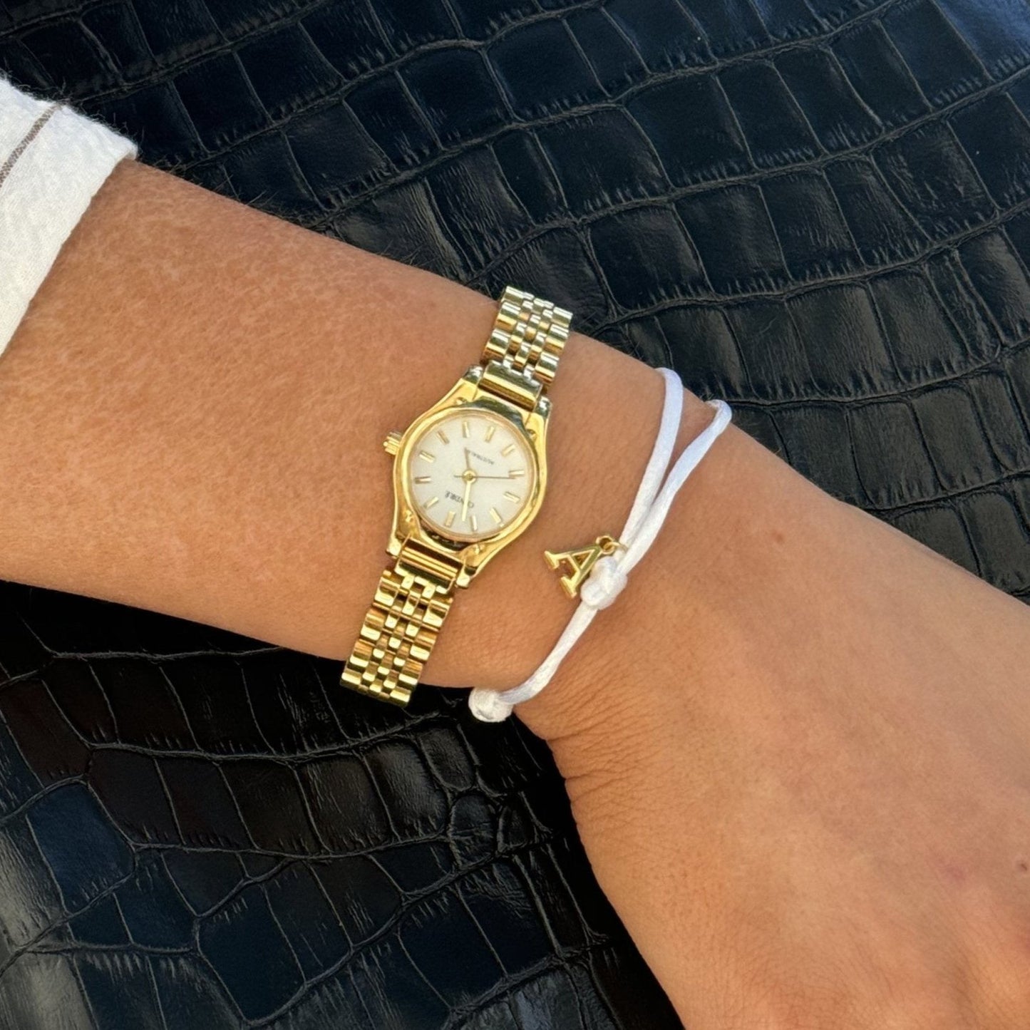 Initial Charm Ribbon Bracelet