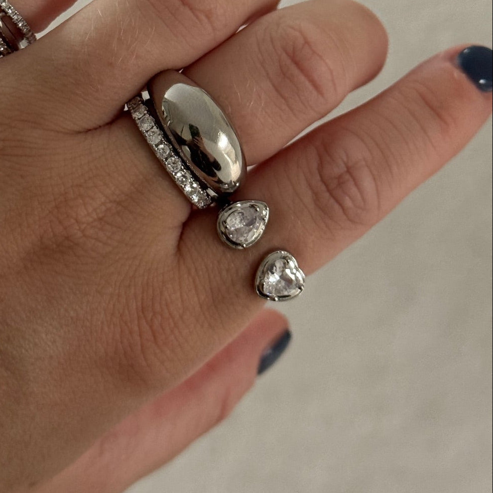 Heart & Pear Crystal Ring