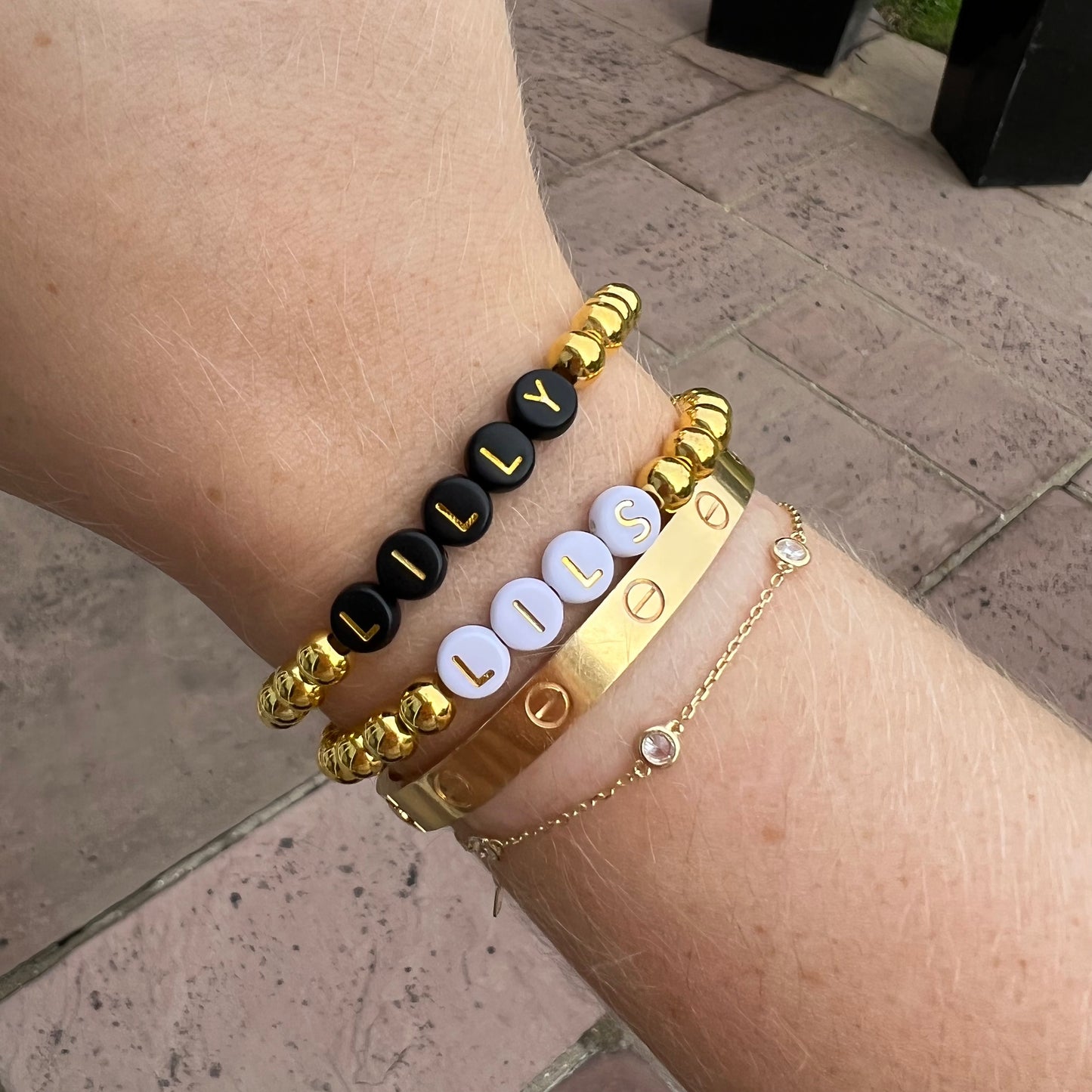 Personalised Gold Plated Bead Bracelet