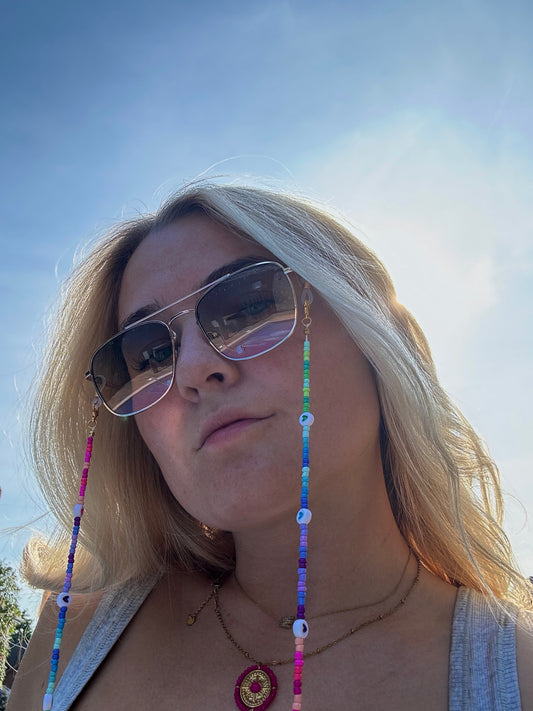 Personalised Rainbow Beaded Sunglasses Chain