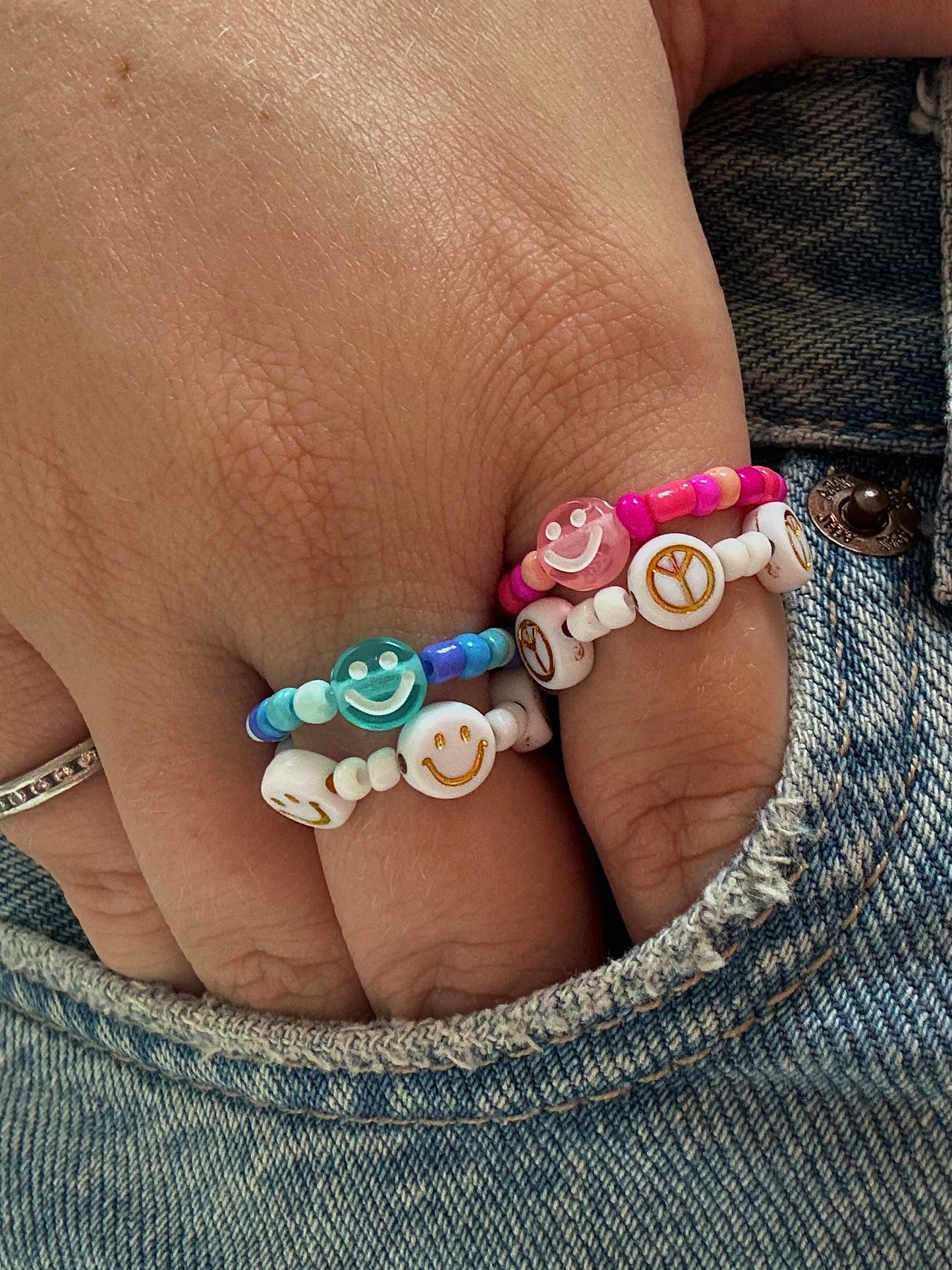 Smiley Face Beaded Ring