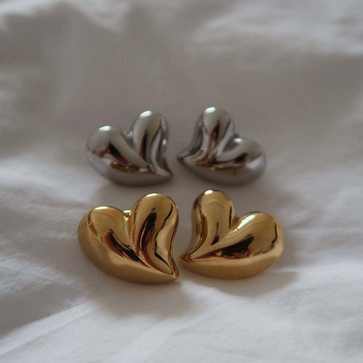 Stainless Steel Heart Stud Earrings