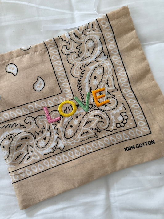 SAMPLE SALE 'LOVE' BANDANA POUCH