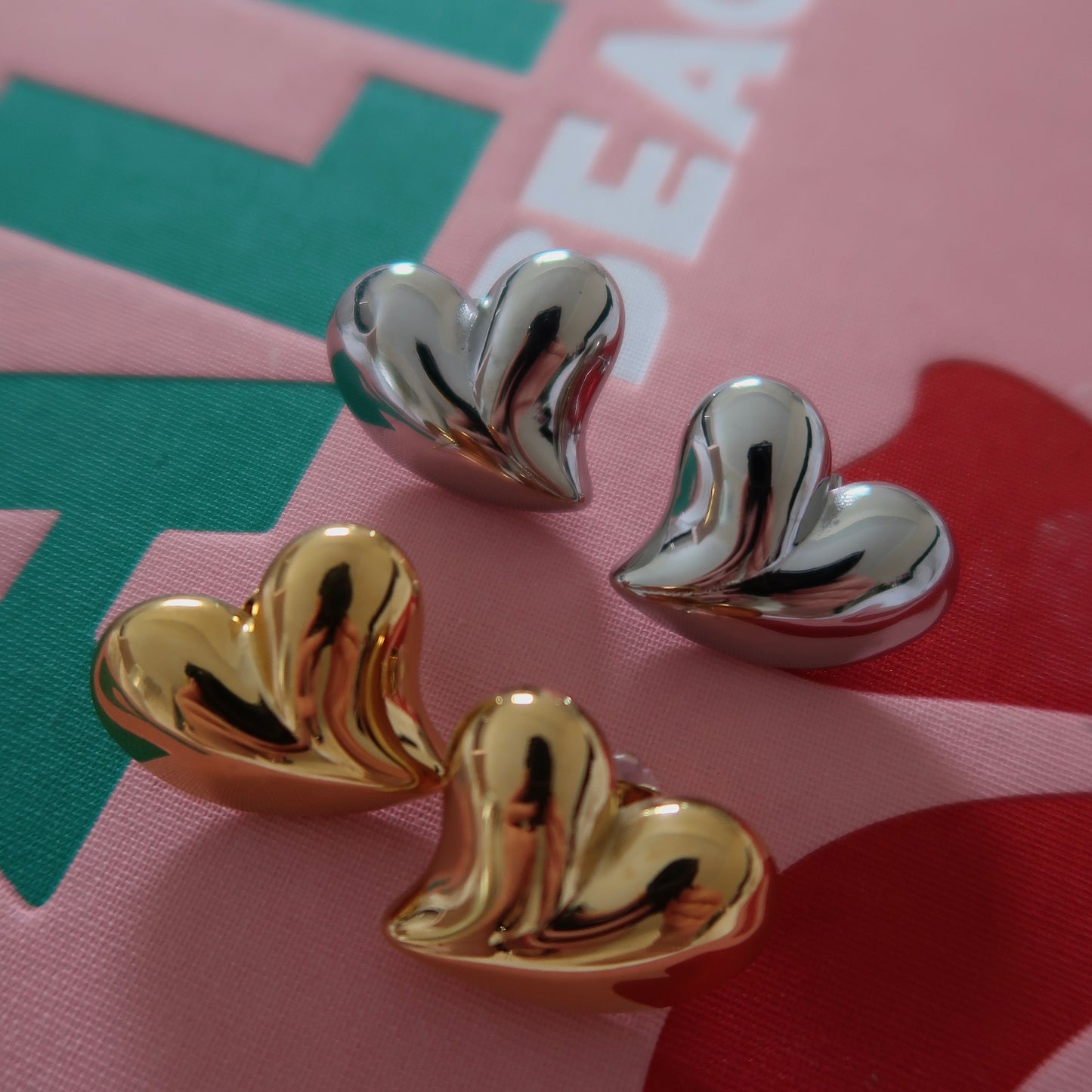 Stainless Steel Heart Stud Earrings