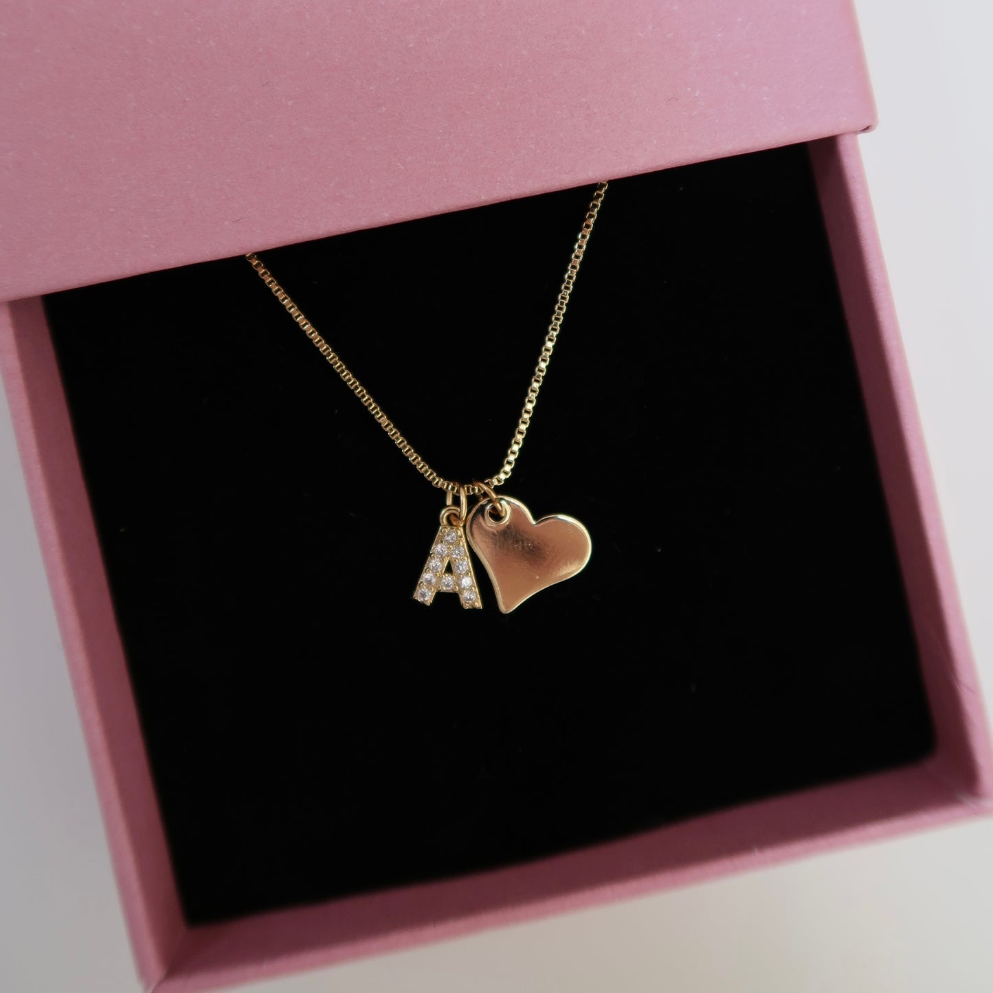 Personalised Initial & Heart Charm Necklace