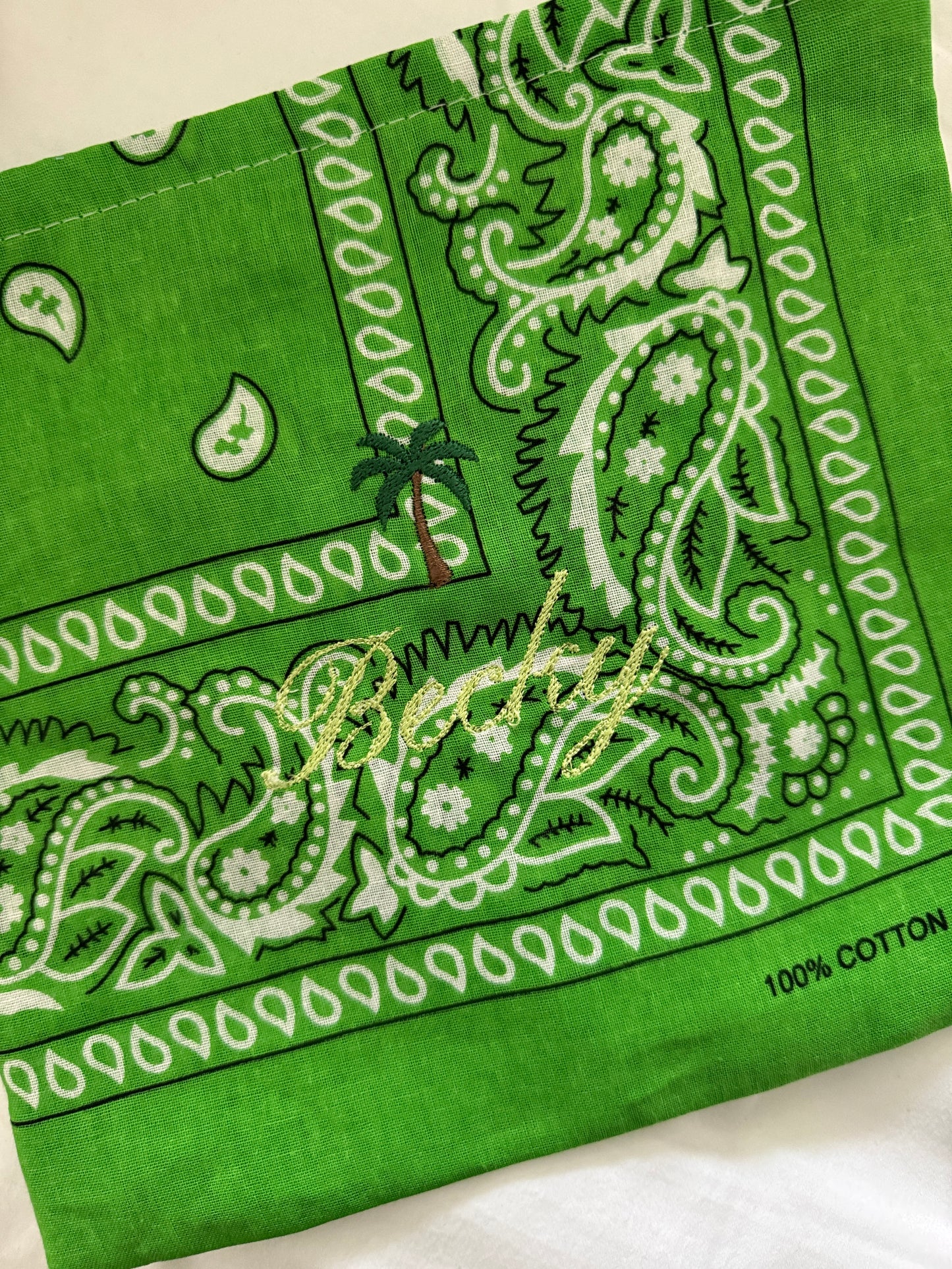 Embroidered Bandana Drawstring Pouch