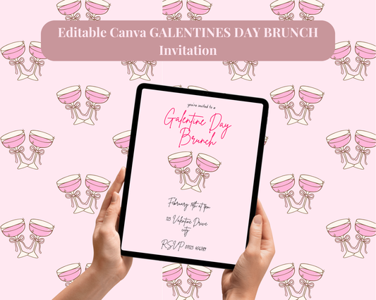 *DIGITAL PRODUCT* Galentines Day Brunch Invite Editable in Canva