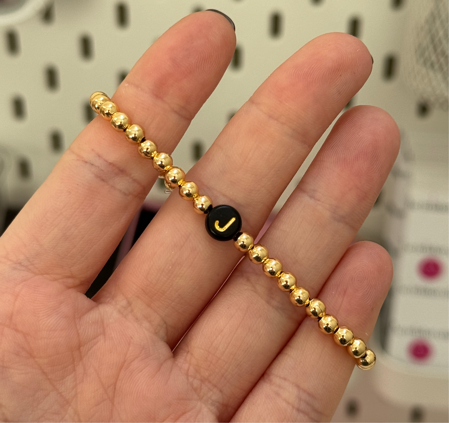 Personalised Initial Gold Plated Bead Bracelet