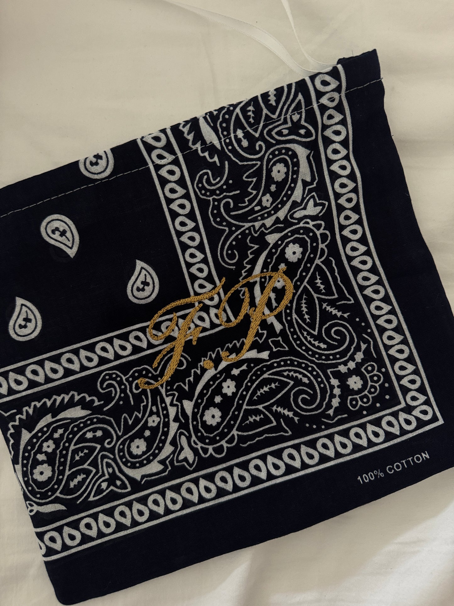 Embroidered Bandana Drawstring Pouch