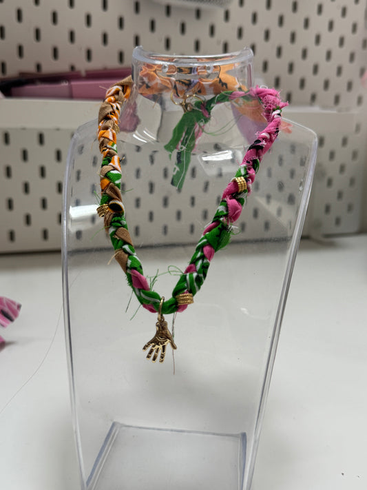 Multicoloured Bandana Hand Charm Necklace