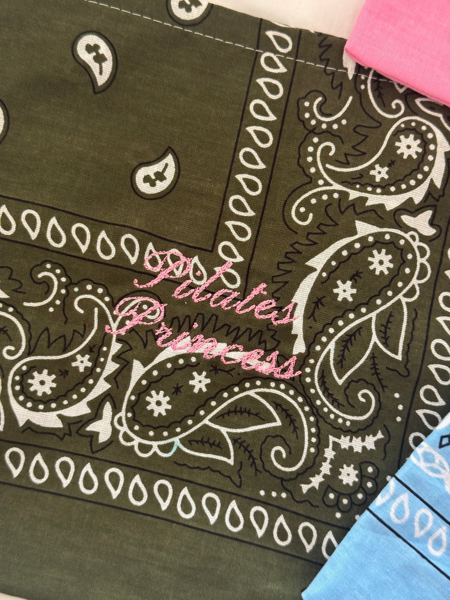 Embroidered Bandana Drawstring Pouch