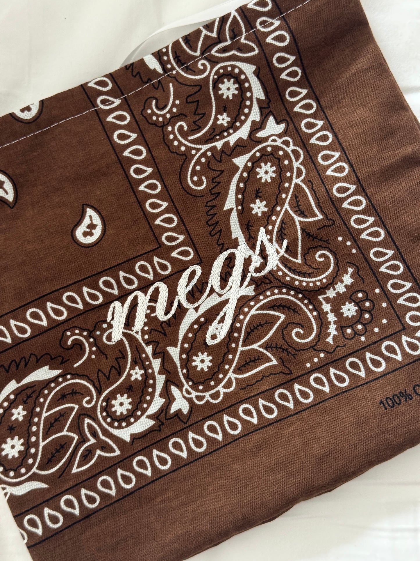 Embroidered Bandana Drawstring Pouch