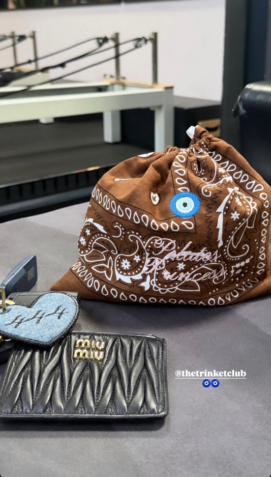 Embroidered Bandana Drawstring Pouch