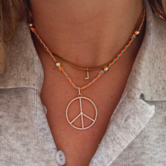 Crystal Peace Cotton Cord Necklace