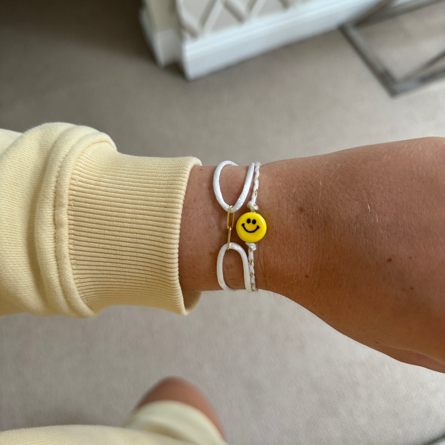 Smiley Face Cotton Cord Bracelet