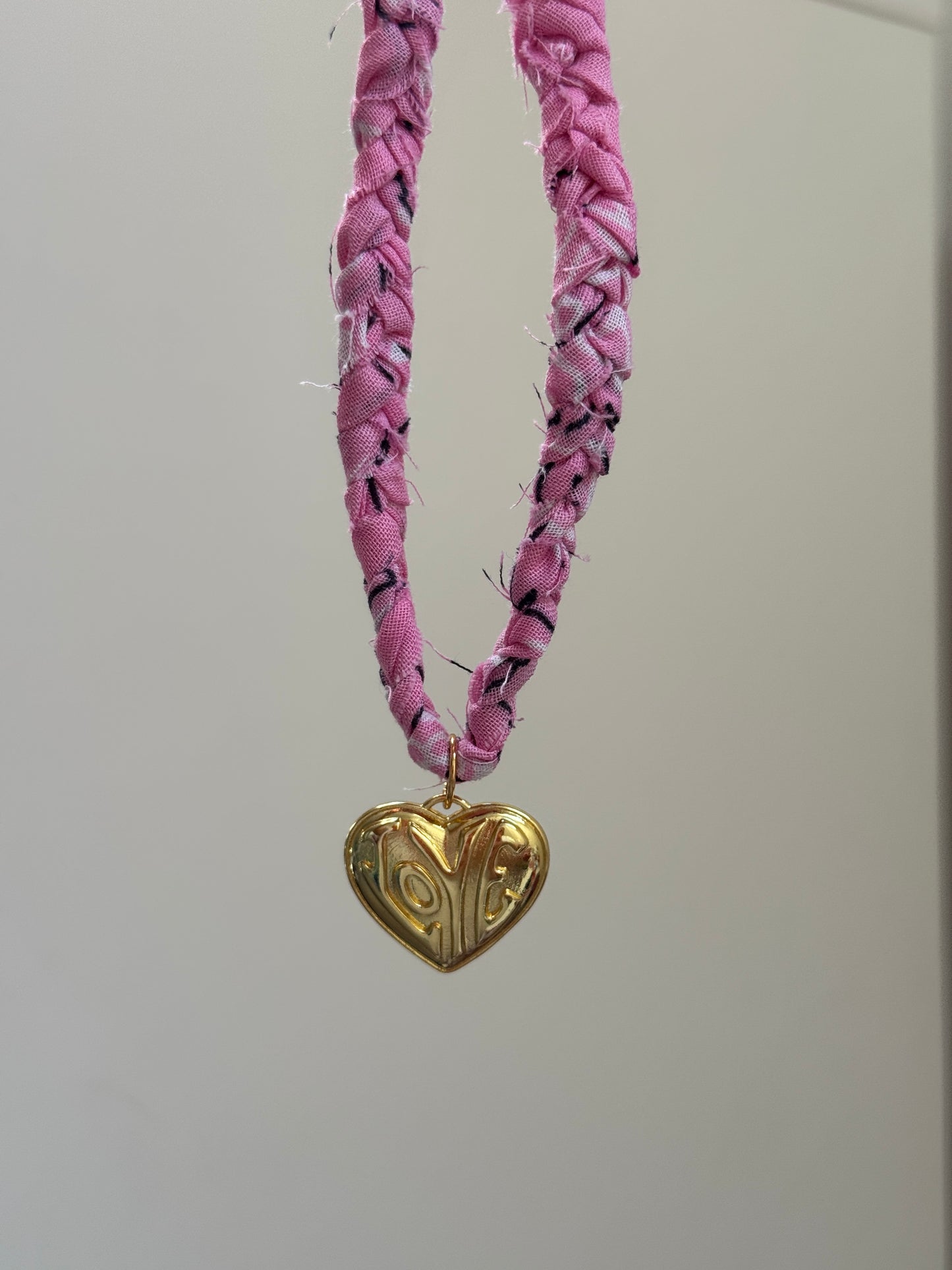 Love Script Heart Charm Bandana Necklace