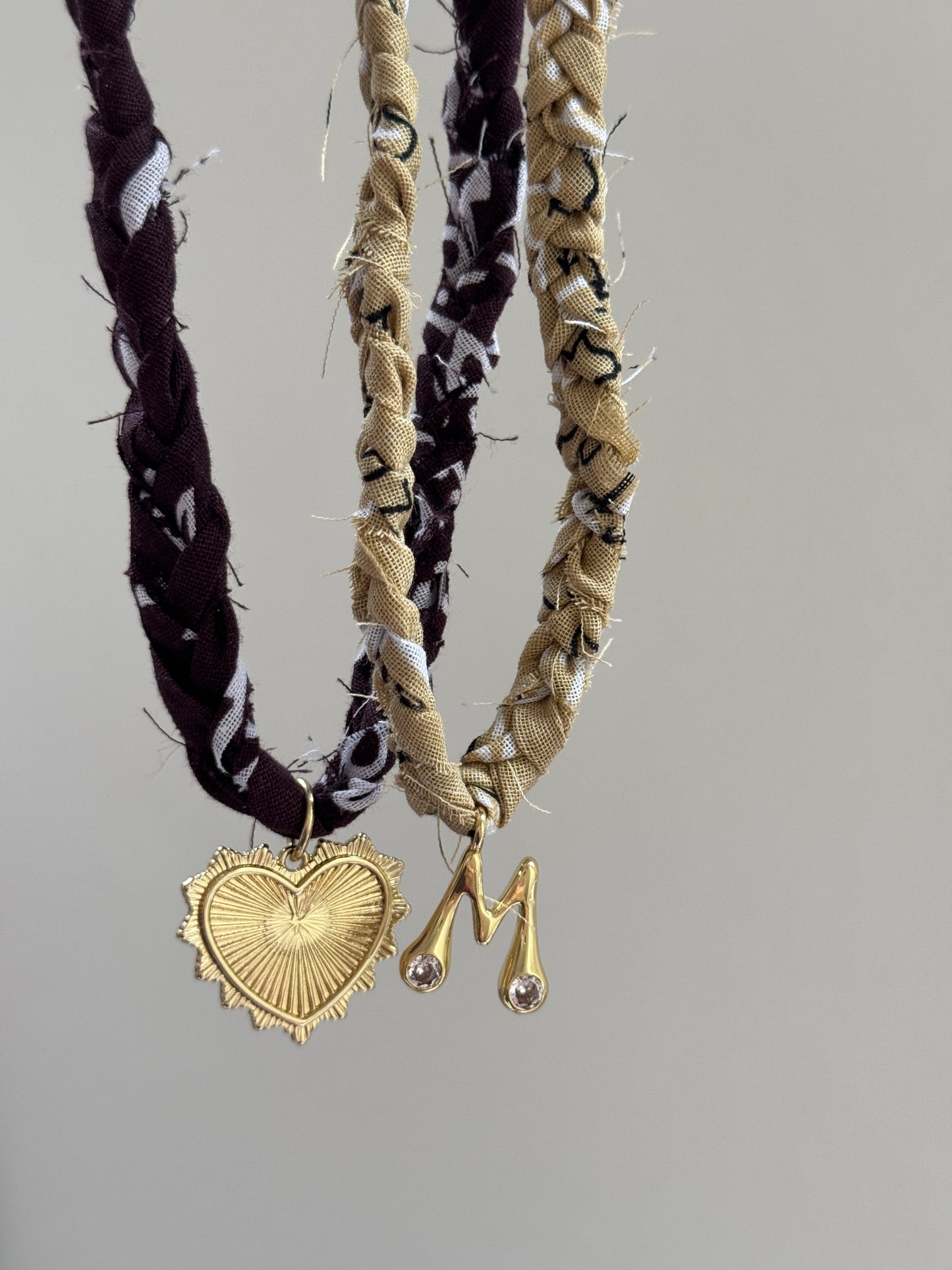 Initial Charm Bandana Necklaces