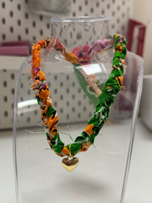 Multicoloured Bandana Heart Charm Necklace