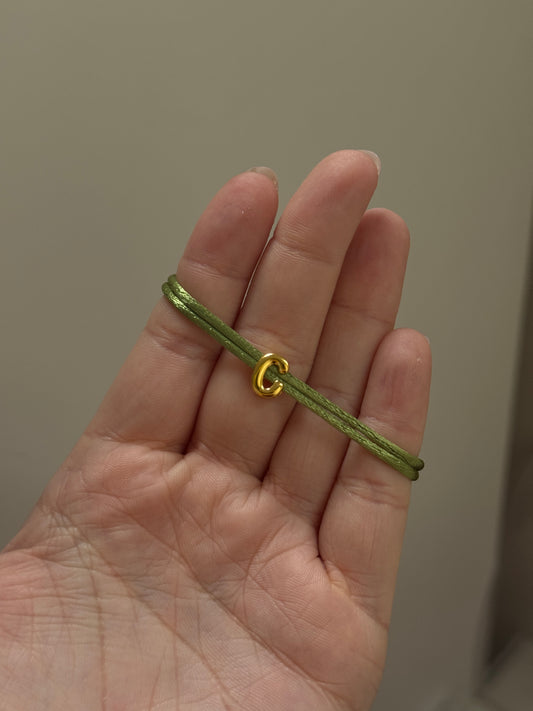 Initial Bead Ribbon Bracelet