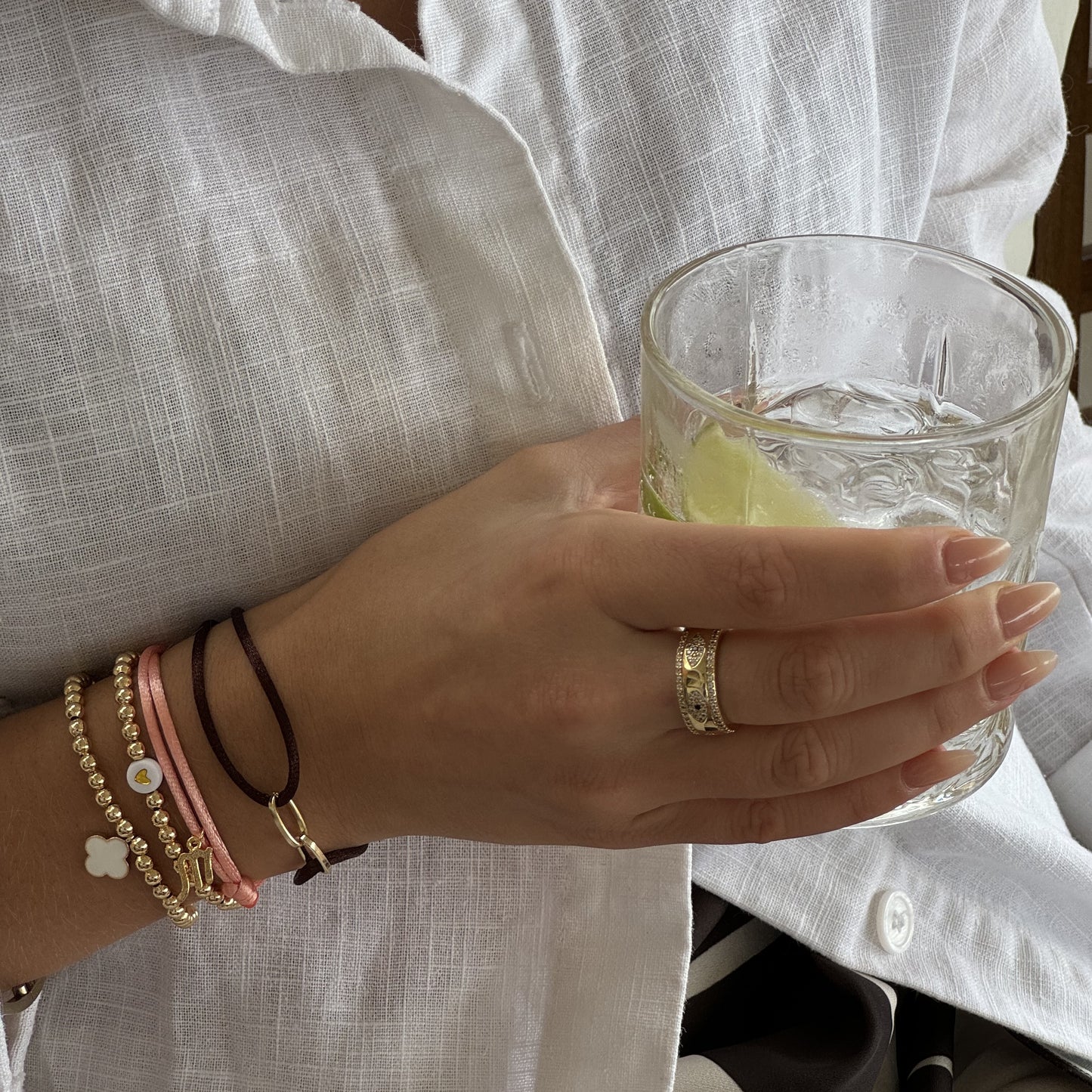 White Clover Charm Beaded Bracelet