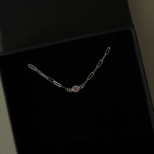 Sterling Silver Birthstone Charm Chain Necklace