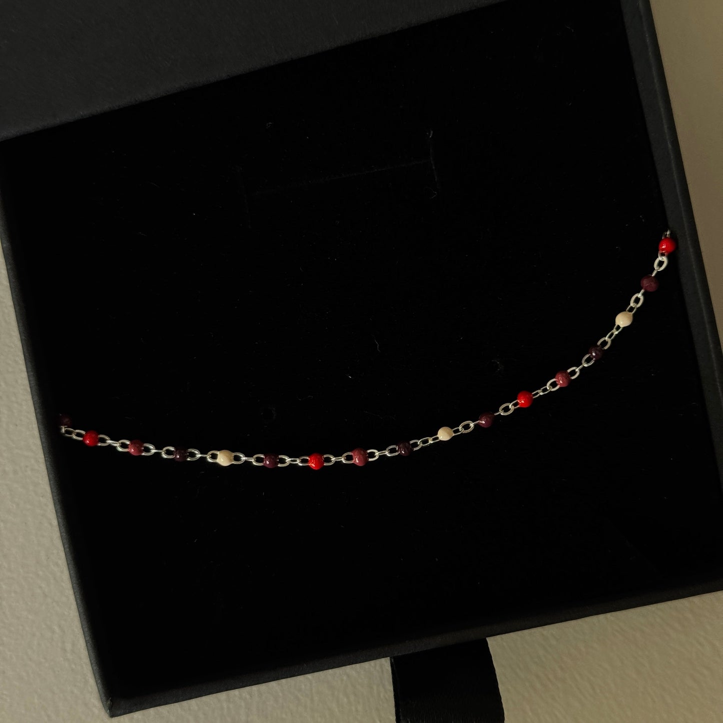 Sterling Silver Coloured Beaded Anklet
