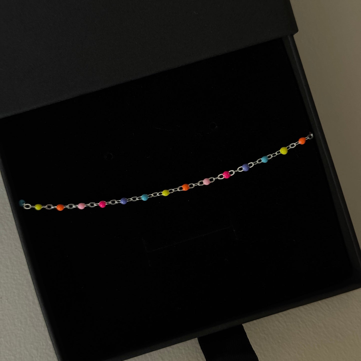 Sterling Silver Coloured Beaded Anklet