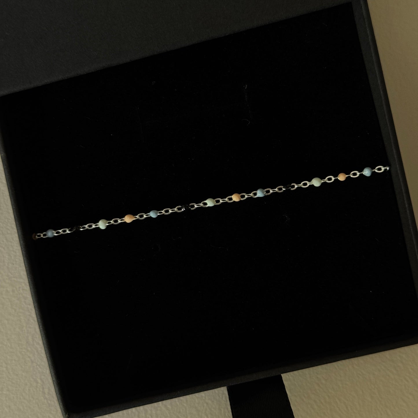 Sterling Silver Coloured Beaded Anklet