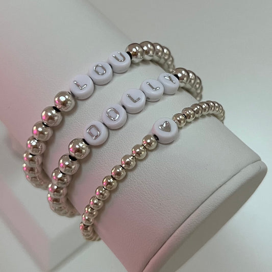 Personalised Silver Plated Bead Bracelet