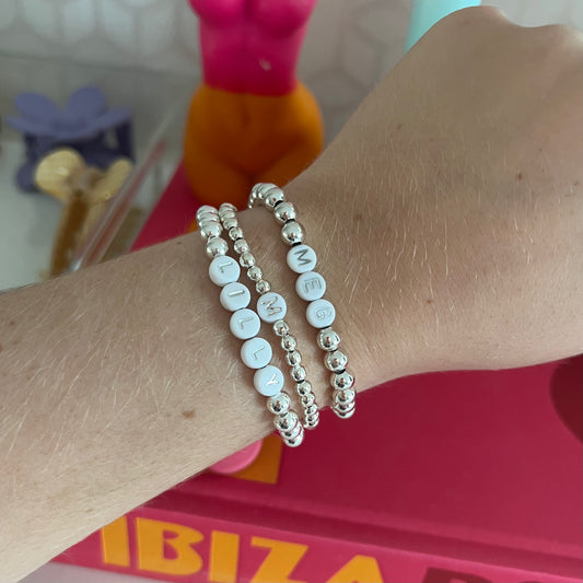 Personalised Silver Plated Bead Bracelet