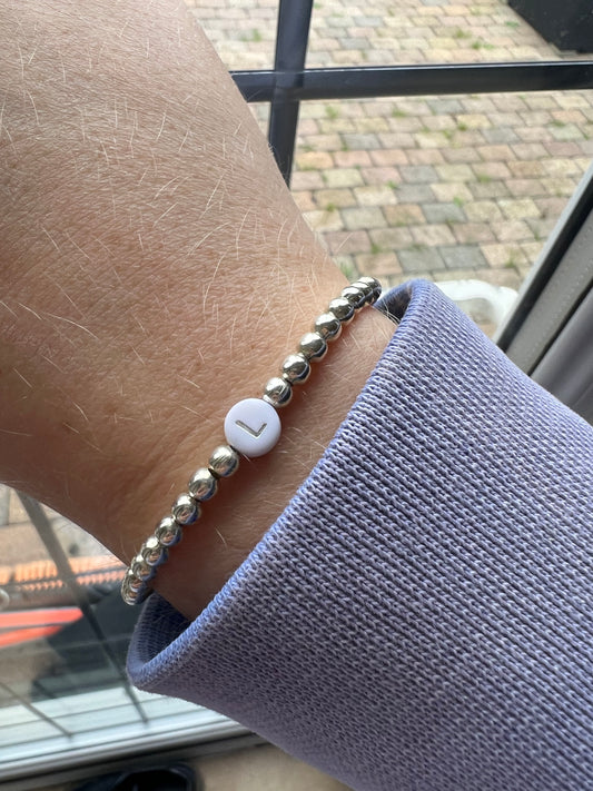 Personalised Initial Silver Plated Bead Bracelet